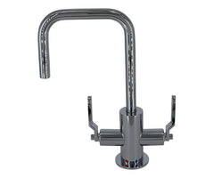 Hot & Cold Water Faucet with Contemporary Round Body & Industrial Lever Handles (90° Spout)