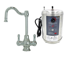 Hot & Cold Water Faucet with Traditional Double Curved Body & Curved Handles & Little Gourmet® Premium Hot Water Tank