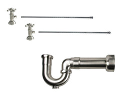 Lavatory Supply Kit - Brass Deluxe Cross Handle with 1/4 Turn Ceramic Disc Cartridge Valve (MT4004X-NL) - Angle, Massachusetts P-Trap