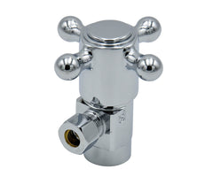 Brass Cross Handle with 1/4 Turn Ceramic Disc Cartridge Valve - Lead Free - Angle (1/2" Female IPS)