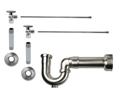 Lavatory Supply Kit - Brass Oval Handle with 1/4 Turn Ball Valve (MT401-NL) - Angle, Massachusetts P-Trap