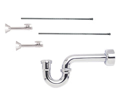 Lavatory Supply Kit - Brass Oval Handle with 1/4 Turn Ball Valve (MT317-NL) - Straight Sweat, P-Trap 1-1/2"