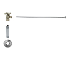 Toilet Supply Kit - Brass Cross Handle with 1/4 Turn Ball Valve (MT616-NL) - Angle, Flat Head Riser