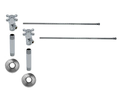 Lavatory Supply Kit - Brass Cross Handle with 1/4 Turn Ceramic Disc Cartridge Valve (MT4001X-NL) - Angle, No Trap