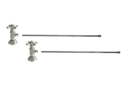 Lavatory Supply Kit - Brass Cross Handle with 1/4 Turn Ceramic Disc Cartridge Valve (MT 4004X-NL) - Angle, No Trap