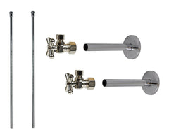 Lavatory Supply Kit - Brass Cross Handle with 1/4 Turn Ball Valve (MT621-NL) - Angle, Cover Tubes, No Trap
