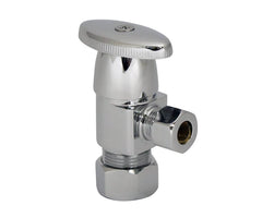 Brass Oval Handle with 1/4 Turn Ceramic Disc Cartridge Valve - Lead Free - Angle (1/2" Compression)