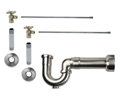 Lavatory Supply Kit - Brass Cross Handle with 1/4 Turn Ball Valve (MT616-NL) - Angle, Massachusetts P-Trap