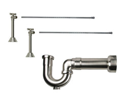 Lavatory Supply Kit - Brass Cross Handle with 1/4 Turn Ball Valve (MT629-NL) - Angle Sweat, Massachusetts P-Trap