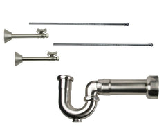 Lavatory Supply Kit - Brass Cross Handle with 1/4 Turn Ball Valve (MT631-NL) - Straight Sweat, Massachusetts P-Trap