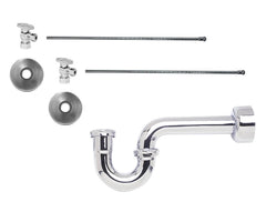 Lavatory Supply Kit - Brass Oval Handle with 1/4 Turn Ball Valve (MT403-NL) - Angle, P-Trap 1-1/2"