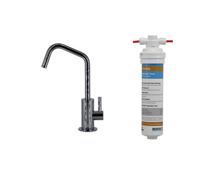 Point-of-Use Drinking Faucet with Contemporary Round Body & Handle (120° Spout) & Mountain Pure® Water Filtration System