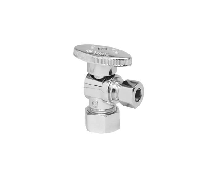 Brass Oval Handle with 1/4 Turn Ball Valve - Lead Free - Angle (1/2" Compression)