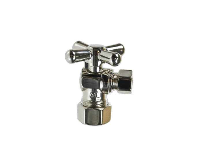 Brass Cross Handle with 1/4 Turn Ball Valve - Lead Free - Angle (1/2" Compression)