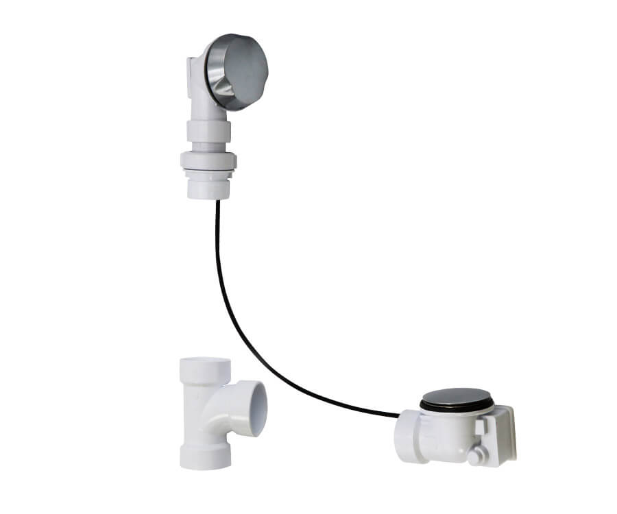 Schedule 40 ABS Cable Operated Bath Waste & Overflow Drain with Patented Flexible Overflow Neck for 36" to 45" Tub Depths