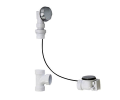 Schedule 40 ABS Cable Operated Bath Waste & Overflow Drain with Patented Flexible Overflow Neck for 36" to 45" Tub Depths