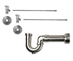 Lavatory Supply Kit - Brass Oval Handle with 1/4 Turn Ceramic Disc Cartridge Valve (MT6003-NL) - Angle, Massachusetts P-Trap
