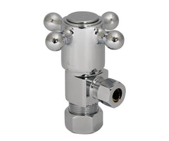 Brass Cross Handle with 1/4 Turn Ceramic Disc Cartridge Valve - Lead Free - Angle (1/2" Compression)