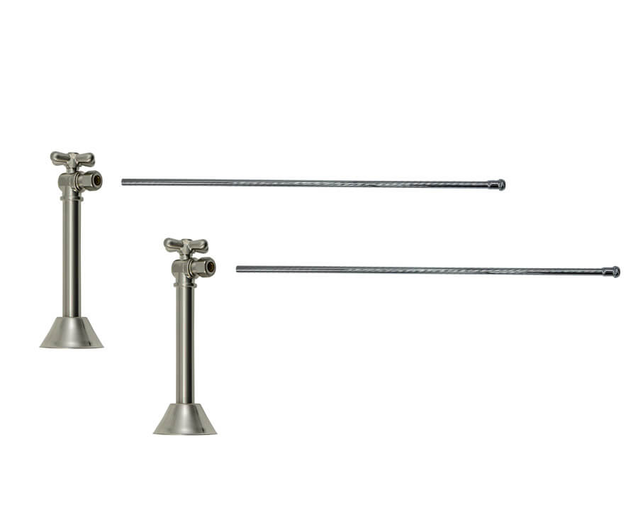 Lavatory Supply Kit - Brass Cross Handle with 1/4 Turn Ball Valve (MT629-NL) - Angle Sweat, No Trap