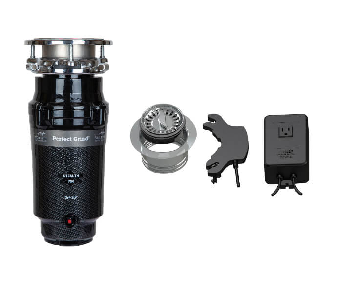 Batch Feed Waste Disposer System Kit with 3-Bolt Mount 3/4 HP Disposer